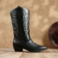 thumbnail image 2 of Women's Wide Calf Cowboy Boots Mid Calf Western Cowgirl Boots Pull On Comfortable Riding Boots, 2 of 6