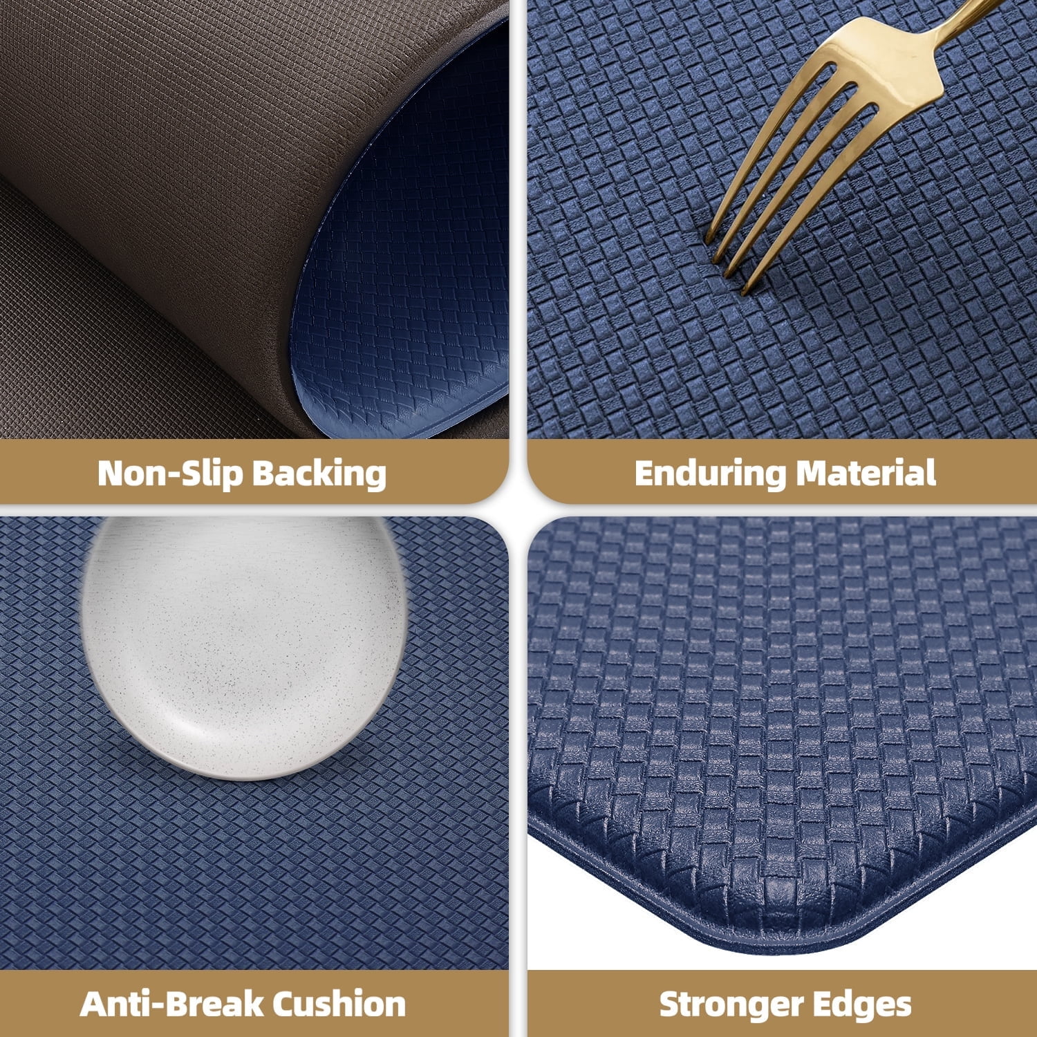 PABUBE Kitchen Rug, Anti Fatigue Mat for Kitchen, Non Skid Kitchen Floor Mat, Kitchen Rug or Mat Washable, 24"x 71", Blue