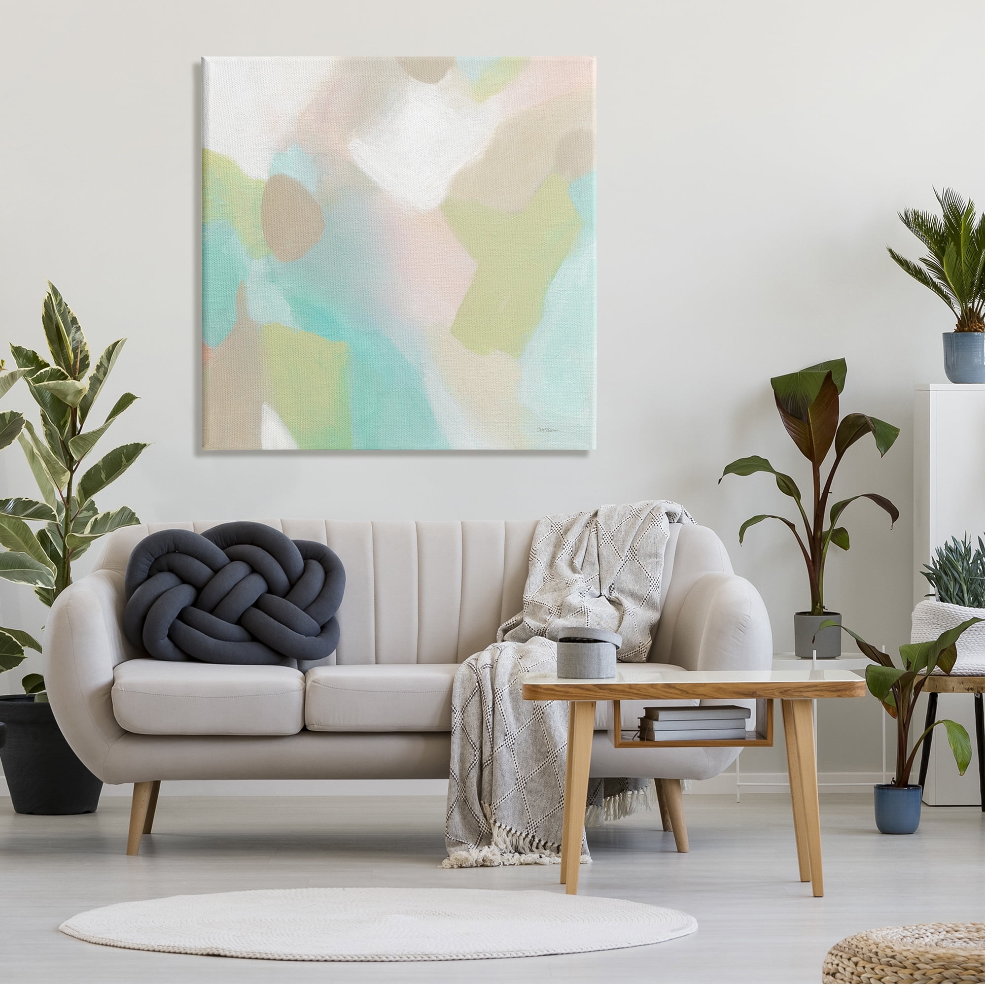 Stupell Industries Modern Fluid Pastel Shapes Soft Green Accent Painting Gallery Wrapped Canvas Print Wall Art, Design by Carol Robinson