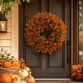 thumbnail image 5 of 19.7" Fall Artificial Boxwood Wreath for Front Door - Handmade Faux Greenery Wreath, Farmhouse Decor for Porch Wall Window Indoor Outdoor Home Decor, 5 of 7