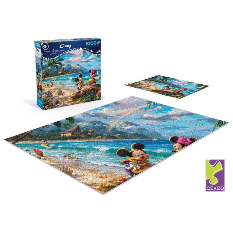 Ceaco 1000 Piece Mickey and Minnie in Hawaii Interlocking Jigsaw
