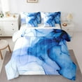 thumbnail image 1 of YST Blue Swirl 7-Piece Navy Marble Comforter Set, Modern Abstract Bedding Accessories, Queen Size, 1 of 4
