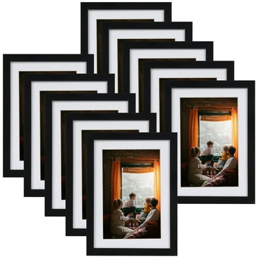 5x7 Picture Frames Set of 10, Display 4 x 6 Photo with Mat or Multi 5x7 without Mat for Wall or Tabletop Display, Black