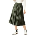 thumbnail image 4 of MODA NOVA Junior's Metallic Accordion Elastic Waist Pleated Midi Skirt, 4 of 6