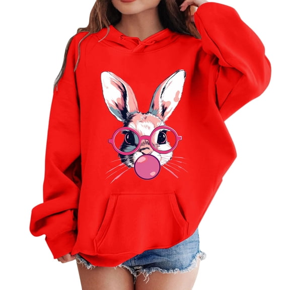 WENWU Womens Sweatshirt Hoodies Long Sleeve Hoodie Womens Pullover Sweatshirt Cozy Sweatshirts for Women Red Hoodie Fall Sweatshirts for Women 2025 Young Women