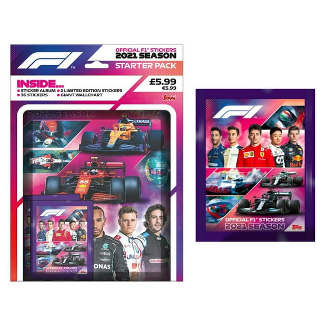 2021 Topps Formula 1 Stickers - Starter Pack + Bonus Pack (Softcover Album & 70 Stickers + 2 LE Stickers)