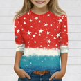 thumbnail image 2 of YOUYEDIAN 3/4 Sleeve Shirts for Teen Girls 9-10 Floral Print Top Crew Neck T Shirt Casual Clothes Red 9-10 Years, 2 of 5