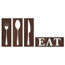 Masteelf 1 Set of Wooden Eat Sign Tableware Wall Decor Rustic Cutout for Kitchen Dining Room