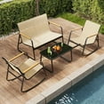 thumbnail image 4 of Patio Furniture Set of 4,Asofer Outdoor Bistro Conversation Set with Coffee Table, Rocking Chairs and Loveseat for Balcony, Porch, Backyard,Dark Brown, 4 of 11