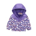 thumbnail image 1 of Gibobby Chamarra de manga larga para bebéNiños pequeños Bebé Niñas Niños Dibujos animados Dinosaurio Cremallera Chaqueta a de viento Gabardina con capuch(Morado, 2-3 Años), 1 of 5