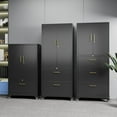 thumbnail image 2 of Gaeanet 3 Drawer Wide Lateral File Cabinet with Wheels & Lock,Metal Filing Storage Cabinet with Doors &,Shelf for Office,Home,School,Garage,Fit A4/Letter/Legal File,Black,Required-Assembly, 2 of 12