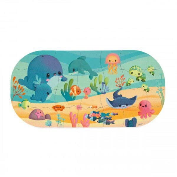 Janod Underwater Adventure Bath Puzzle - 28-Piece EVA Floating Puzzle for Kids - 3 years + - J04727
