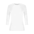 thumbnail image 6 of Women’s Slim Capris Sleeve T-Shirt Round Neck Elastic Basic Tops Fashion Casual Daily Wear,White,M, 6 of 7