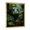 thumbnail image 2 of Designart "Vibrant Green Hippo Portrait" Animals Framed Wall Art - Modern Green Hippopotamus Hallway Framed Wall Art Decor, 2 of 6