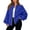 Blue, variant on Women's Zip Baseball Jacket, Long Sleeve Solid Color German Velvet Loose Oversized Thermal Coat Outerwear, Purple, XL