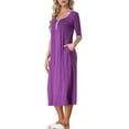 thumbnail image 4 of INSPIRE CHIC Women's Nightgown Lounge Long Dress Soft Nightshirt Sleepwear Pajamas with Pockets S Purple, 4 of 5
