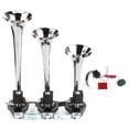 thumbnail image 1 of 12V Metal Air Horns 120dB Super Loud 8 Sounds Siren 3 Tubes Trumpet with Button Universal for Car Truck, 1 of 5