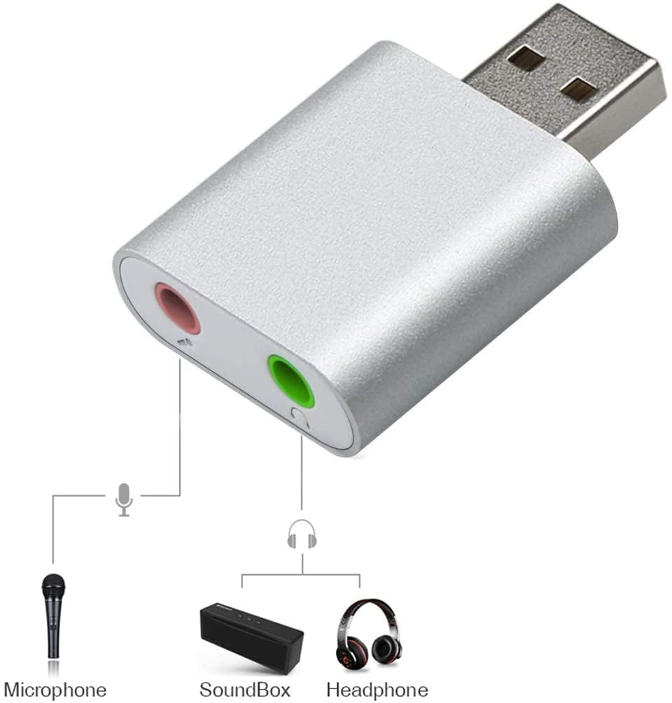En god ven Vred Inficere External USB Audio Adapter Sound Card Aluminum Alloy 7.1 Channel USB Sound  Card External Stereo Audio Adapter Plug and Play for Integrated Audio Out &  Microphone in - Walmart.com