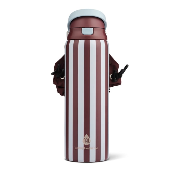 Mary Lawless Lee x TAL 32oz Stainless Steel 2-in-1 Straw and Chug Water Bottle with Push Lid and Strap, Stripes