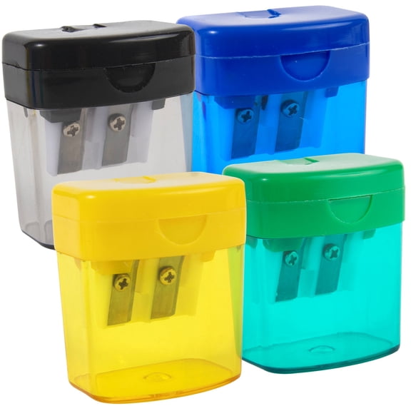 100 Pack Plastic Manual Handheld Dual Hole Pencil Sharpeners in Multicolor Assortment