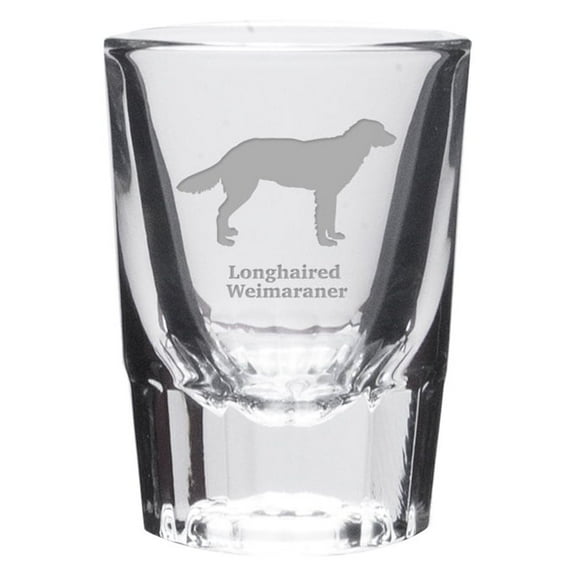 Longhaired Weimaraner Deep Etched Shot Glass