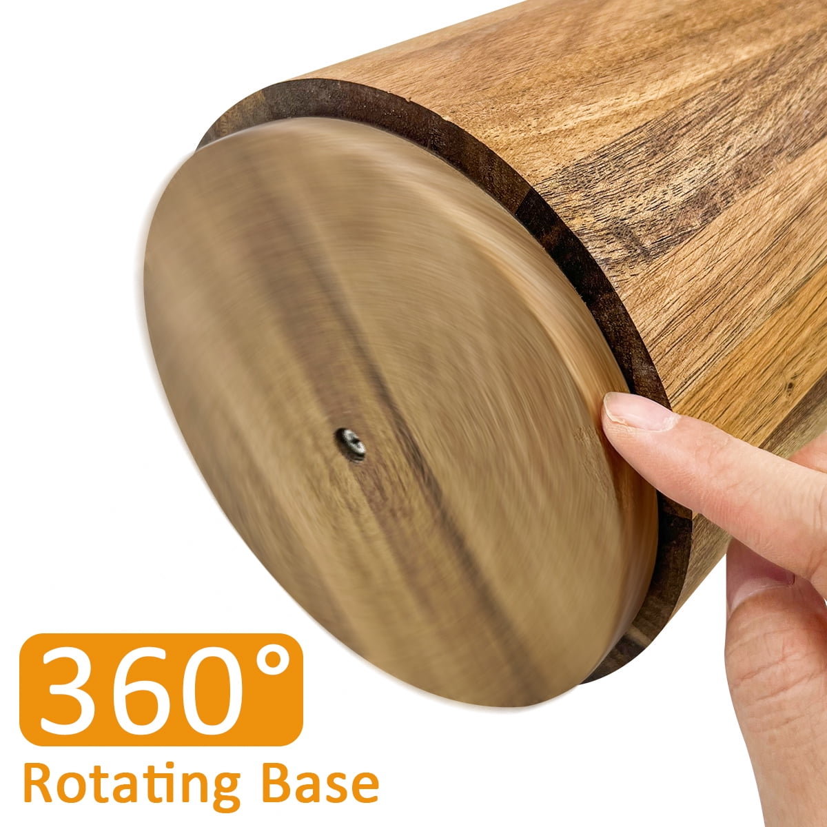 Utensil Holder, 360° Rotating Acacia Wooden Cooking Utensil Crock Utensil Organizer Farmhouse Decor for Kitchen Counter