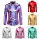 thumbnail image 3 of Mens Disco Dress Shiny Shirt Long Sleeve Casual Button Down Shirt Nightclub, 3 of 8