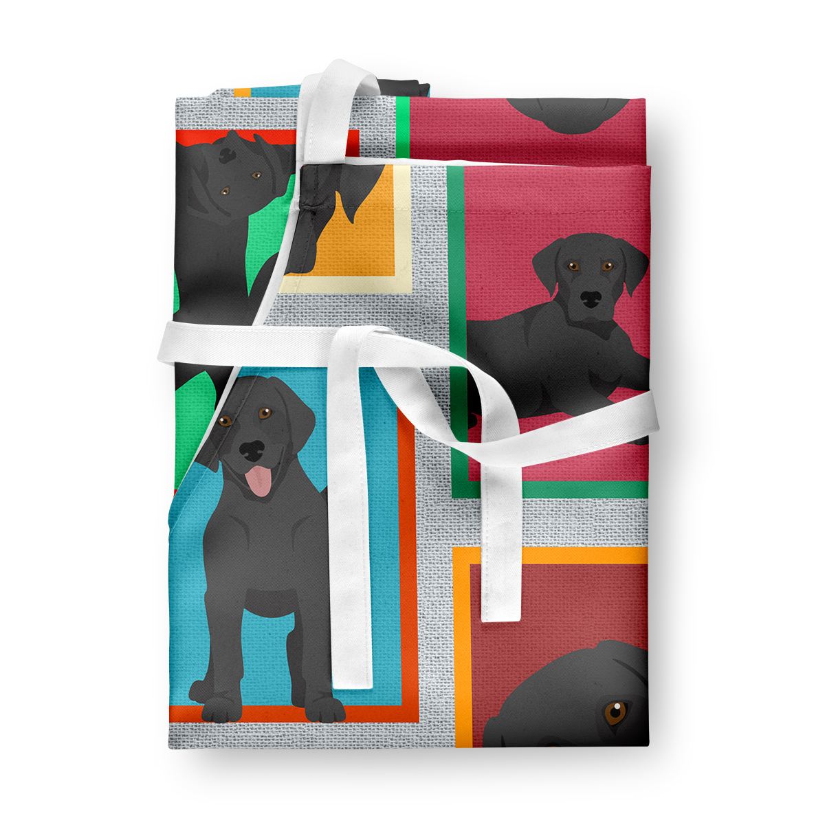 Lots of Black Labrador Retriever Apron 27 in x 30 in