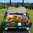 thumbnail image 2 of Psesaysky Golf Cart Seat Covers, Universal Golf Cart Seat Towel Blanket with 4 Front Pockets & Non-slip Bottom Fits for EZGO, Yamaha, Club Car and More 2 Person Seats (Sunflower Oil Art), 2 of 8