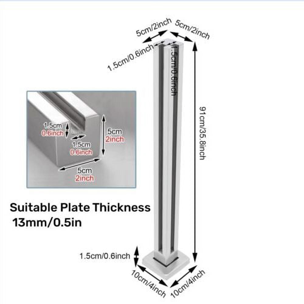 Glass Railing Post, 304 Stainless Corner Post 35.8” Cannot Add Handrail Version