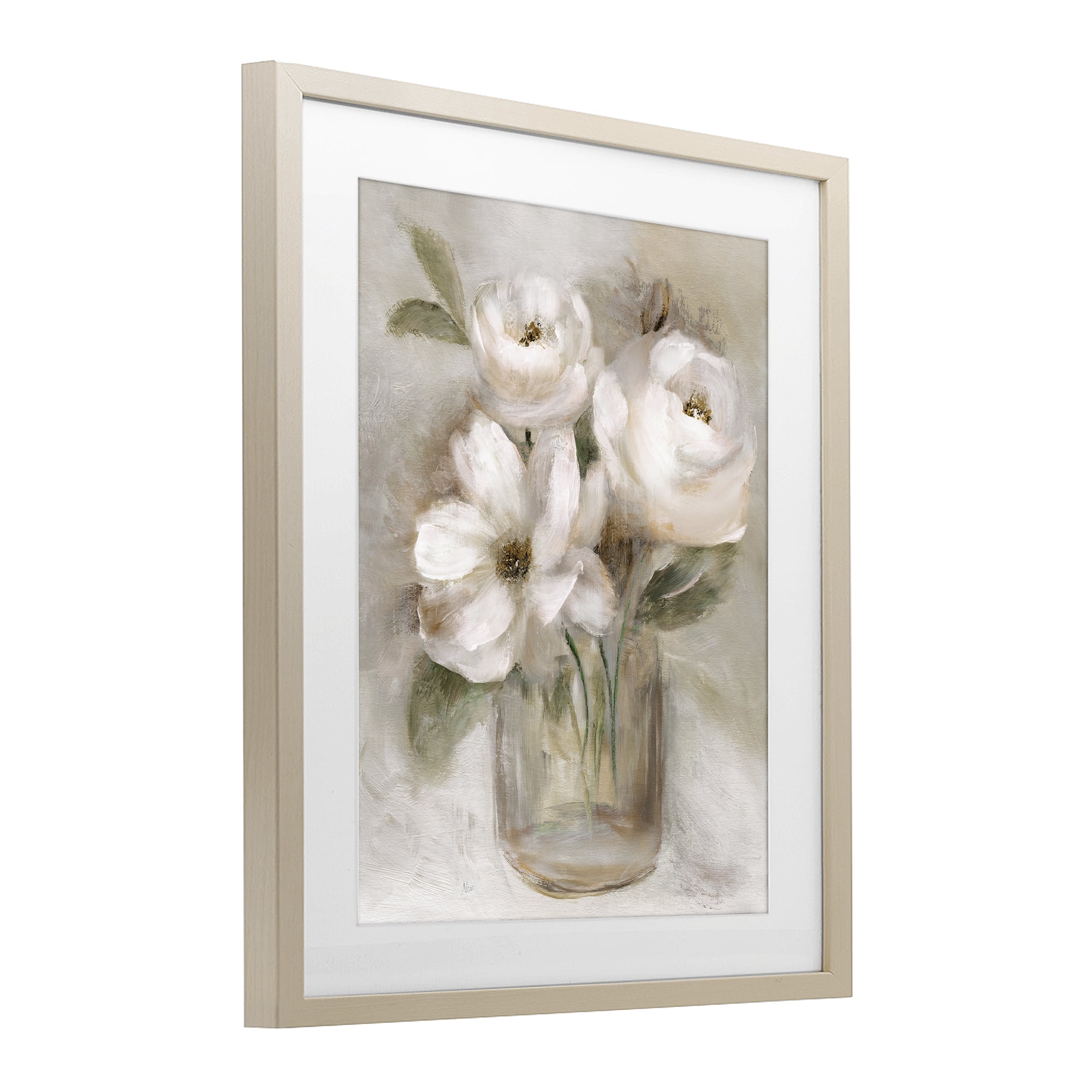 Stupell Industries Soft Brushstroke Roses Birch Framed Print Under Glass, design by Nan