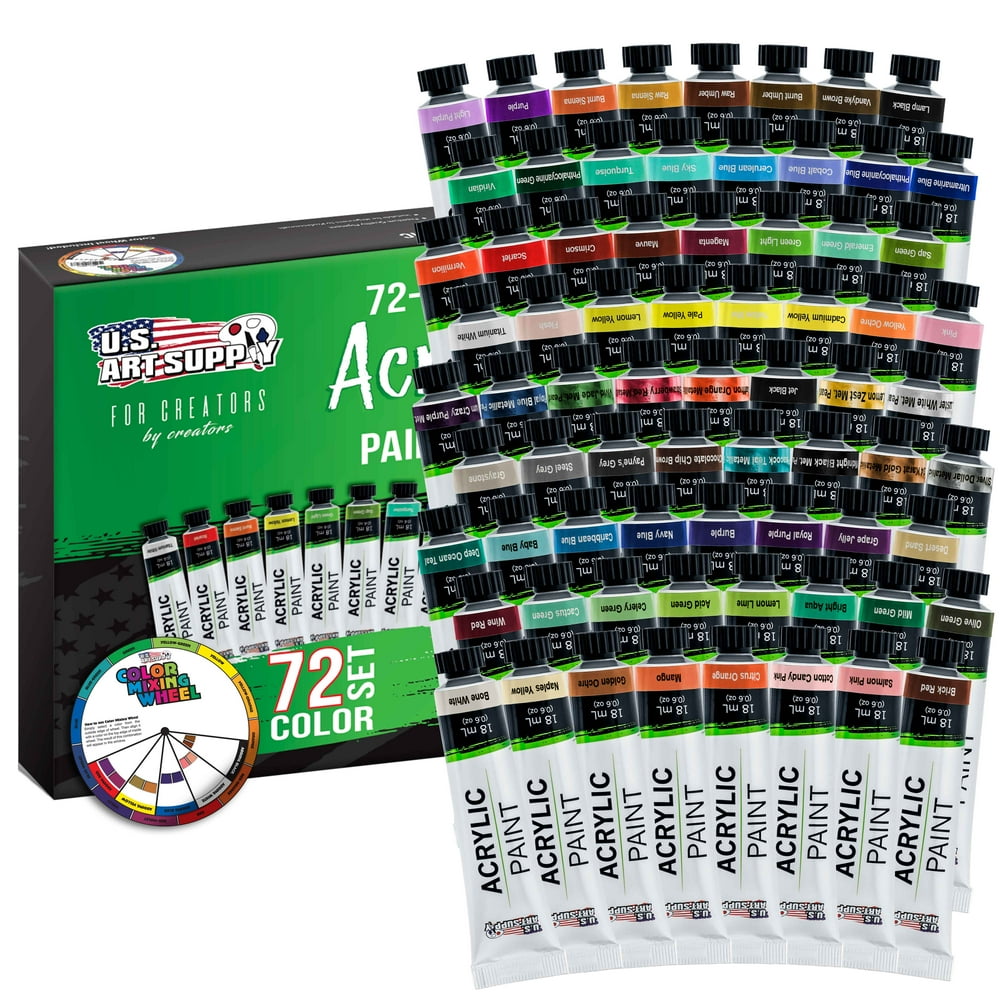 U.S. Art Supply Professional 72 Color Set of Acrylic Paint in Large