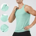 thumbnail image 2 of UVEASISHA Quick Dry Workout Tank Tops for Men Mesh Breathable Muscle Shirts Solid Color Casual Bodybuilding Gym Shirt Stretch Slim Fit Athletic Top Green L, 2 of 10