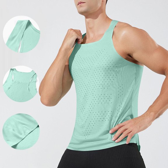 Mens Sleeveless A Shirts Crewneck Tank Tops Casual Lightweight Solid Color Pullover Slim Breathable Basic Gym Athletic Workout Running Vests