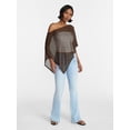 thumbnail image 2 of No Boundaries Asymmetrical Hem Knit Poncho Top, Women's XXS-XXL, 2 of 5