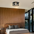 thumbnail image 3 of 12"W 2-Light Flush Mount Ceiling Light Fixture, Industrial Vintage Ceiling Light for Kitchen Bedroom, Matte Black, 3 of 7