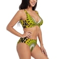 thumbnail image 2 of Wukai Yellow Mandala Women's Bikini Set Two Piece,wimsuit High Waisted V Neck Twist Front Adjustable Spaghetti Straps Bathing Suit-Small, 2 of 7