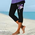thumbnail image 3 of YUEJUIR Yoga Capris with Pockets for Women Women's Fashion Casual Floral Print High Waist Elastic Capri Pants Leggings Womens Capris with Pockets Capris for Women (Black,M), 3 of 4
