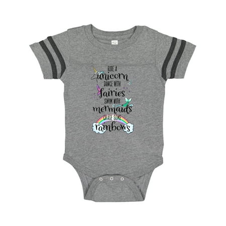 

Inktastic Ride a Unicorn Dance with Fairies Swim with Mermaids Gift Baby Boy or Baby Girl Bodysuit