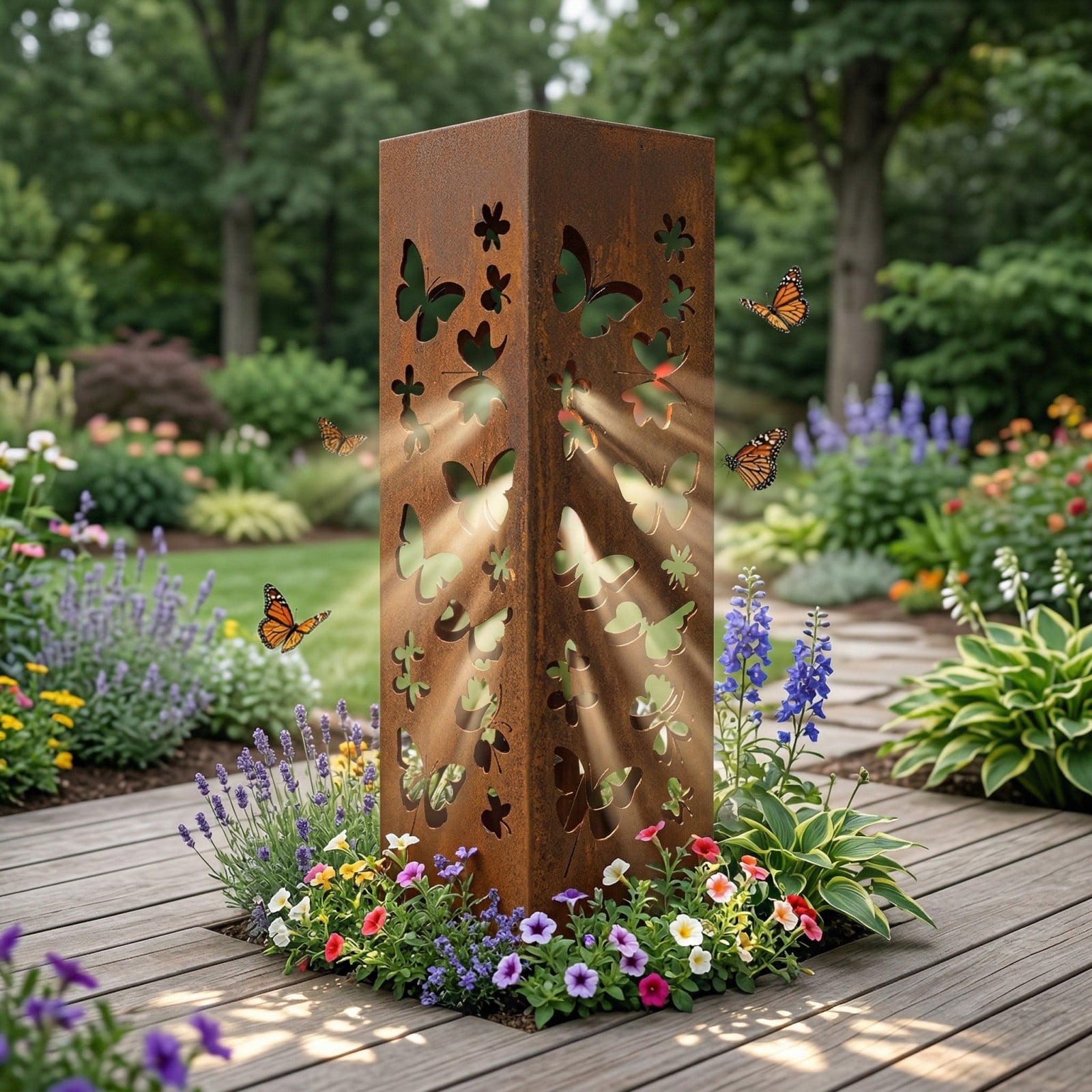 Rustic Pineapple Garden Column Outdoor Metal Sculpture, Modern Yard Statues, Decorative Light Cover, Patio Accent, Weather-Resistant Pineapple Column for Summer Garden, Pathway, Entryway, D