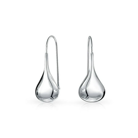 - Simple Basic Puffed Teardrop Pear Shaped Rain Drop Earrings For Women Fishhook Engravable Polished 925 Sterling Silver