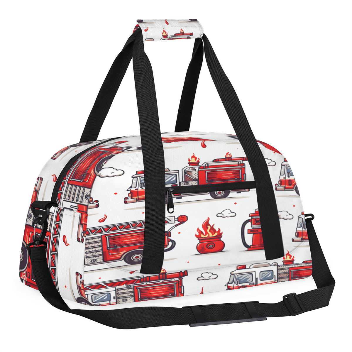 Herdesigns Fire Truck Sports Duffle Bag for Women & Men, Transportation Gym Bag Dance Bag Overnight Bag Carry On Weekender Travel Bag