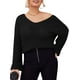 thumbnail image 1 of Suéteres de talla grande para mujer, de manga larga, cuello en V, informales, de punto, 1 of 8