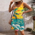 thumbnail image 4 of Viikei Sleeveless Summer Dress for Women,Women's Summer Fashion Beach Pocket Printing Sleeveless V-Neck Dress Yellow M, 4 of 7