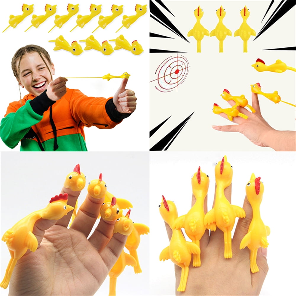 Jieowen 20Pcs Slingshot Chicken Rubber Chicken Flick Chicken Flying ...