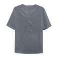 thumbnail image 4 of Letdown Mens Linen Shirts Casual Cotton Short Sleeve Regular-Fit Henley T-Shirt Summer Lightweight Beach Tops Solid Button Neck Tee, 4 of 5