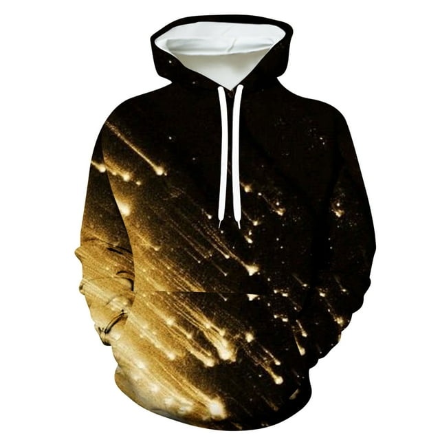 Atogsazn Chandail à Capuche Imprimé pour Hommes, Manches Longues, Décontracté, avec Poche, Jaune TTG, Mode