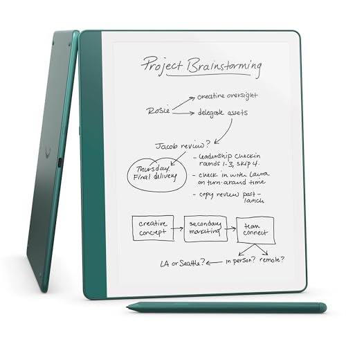 Nuevo Amazon Kindle Scribe (64 GB): pantalla rediseñada con bordes uniformes. Ahora escribe directamente en libros y documentos. Con resumen de cuaderno incorporado. Incluye bolígrafo premium: jade me