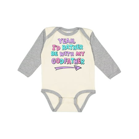 

Inktastic Yeah I d Rather be with My Godfather in Pink Blue and Purple Gift Baby Boy or Baby Girl Long Sleeve Bodysuit