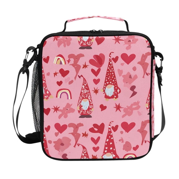 Haosy Romantic Gnomes with Heart Reusable Lunch Box Men/Women Insulated Lunch Bag for School Picnic Travel